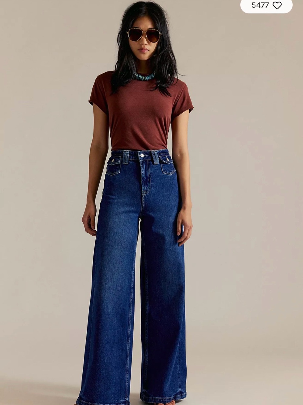 We the free “Kellee High Rise Palazzo wide leg in blue night